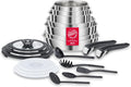 Set de poêles et casseroles, Ingenio INOX Lot de 20 Pièces en Acier Inoxydable, pliable, Lagostina, 20 cm, 26 cm, 24 cm, 250 °C, verre