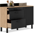 Buffet, réglable, 120 cm, IDMarket, 120 × 40 × 93 cm, 120 × 40 cm, 83 cm, 10 cm, 65 cm, 3 tiroirs, 2 tiroirs, 1 étagère, Noir