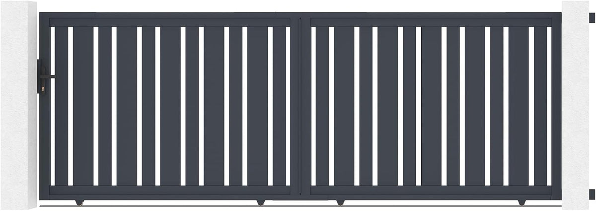 Quincaillerie de portail, 140 cm, Kit Complet avec Serrure, Portail Coulissant Extérieur VEYMONT 4 m x 140 cm, Casanoov, 396 cm, 142 cm