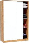 Armoire, 50 cm, Placard avec 2 Portes coulissantes Coloris chêne Nordique, PEGANE, 0.60 mm, Longueur 120 x Hauteur 200 x Profondeur 50 cm