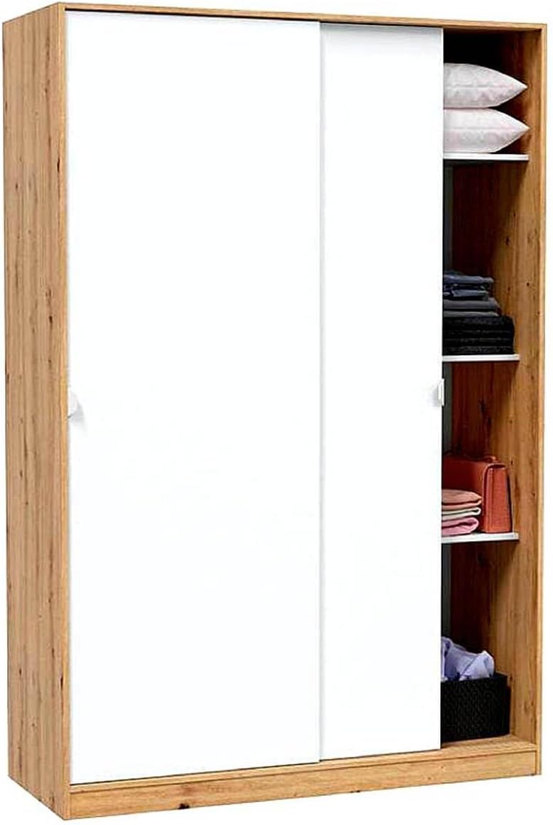 Armoire, 50 cm, Placard avec 2 Portes coulissantes Coloris chêne Nordique, PEGANE, 0.60 mm, Longueur 120 x Hauteur 200 x Profondeur 50 cm