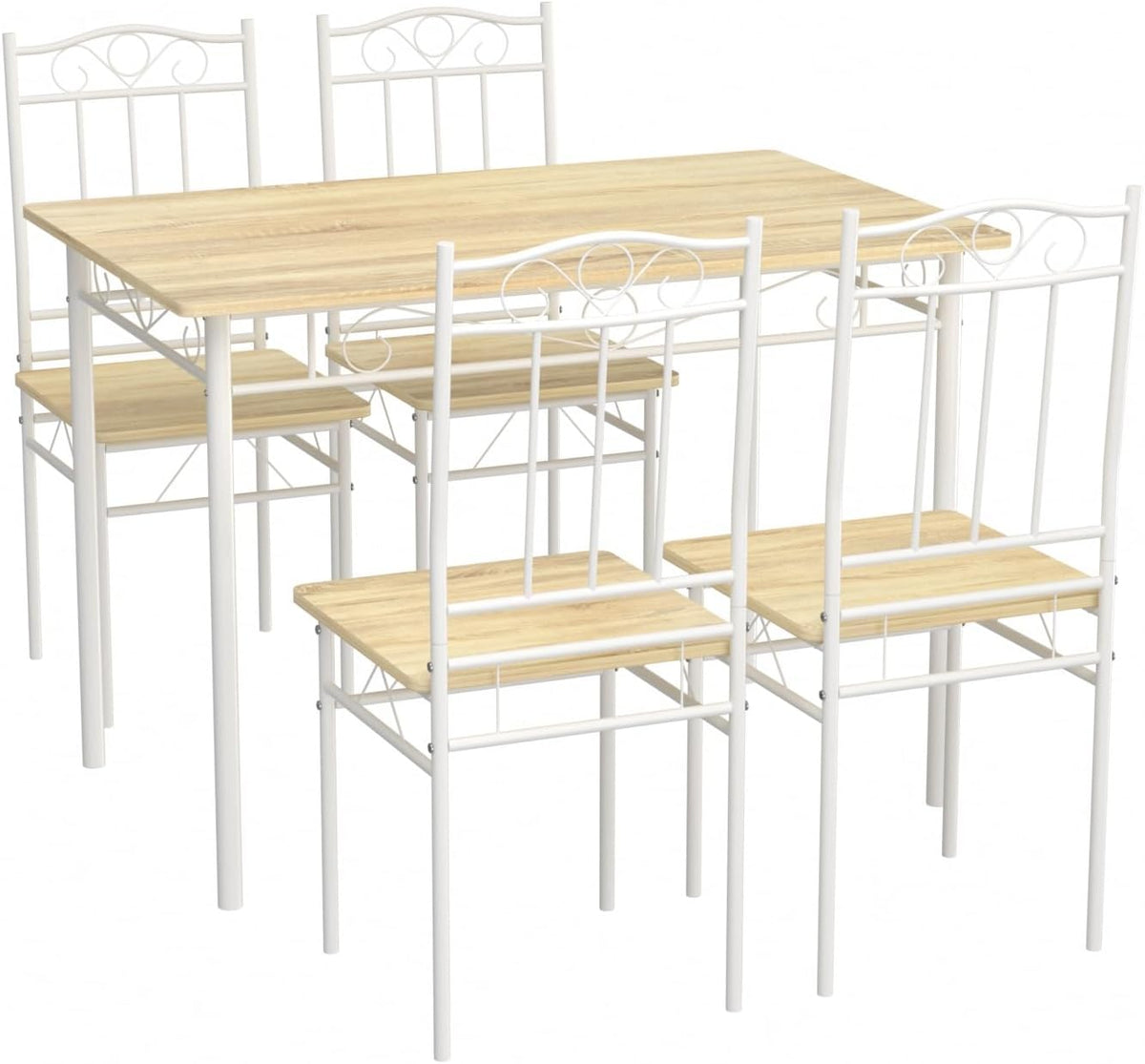 LafeuR Ensemble pour salle à manger, Grain de Bois hêtre + Cadre Blanc, 109 × 69 × 75 cm, Cuisine, 40 × 40 × 90 cm, 109 × 69 × 75cm, 41cm, 90cm