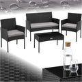 Salon de jardin, Mobilier de Jardin pour Amenagement Balcon Terrasse Veranda, verre, tectake, Coussins Inclus