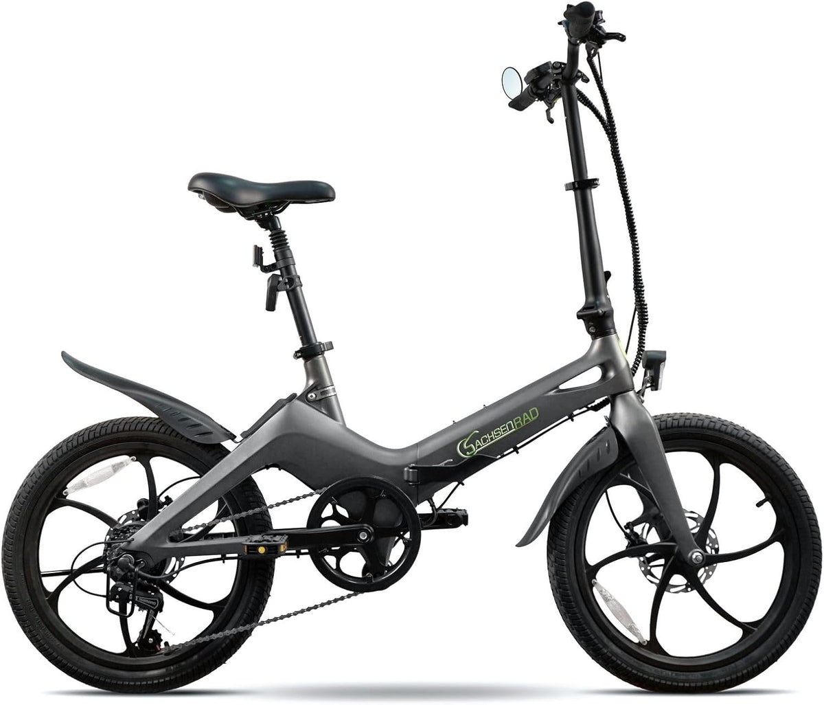 SachsenRAD Vélo, pliable, 20 Pouces, 100km, 19kg, éclairage LED