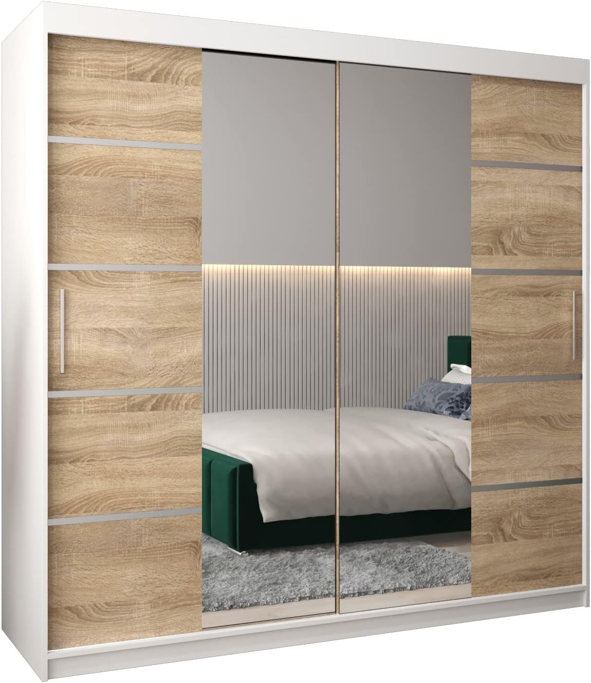 Armoire, 16 mm, Dressing Chambre Adulte, ABIKSMEBLE, 0, 5 mm, L/H/P, 2 Portes, 5 étagères, 200/200/62, Penderie Vetement Dressing