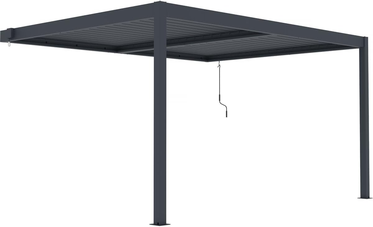 Tonnelle, 390 × 300 × 218 cm, Pergola adossée en Aluminium Windsor, Habitat et Jardin, 276 × 366 cm, 0, 1 cm, 0, 04 cm, 3 × 4 m, 50kg