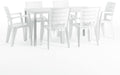 SIEDITI FUORI E DENTRO Ensemble salle à manger, Ensemble repas de jardin ou d'extérieur pour 6 personnes effet bois blanc, 78 cm