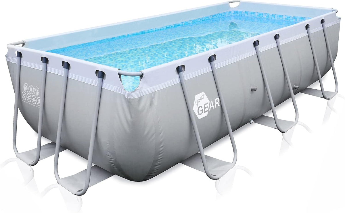 your GEAR Piscine hors sol, piscine de jardin, 122 cm, Piscine avec cadre en acier, 400 × 200 × 122 cm, 434 × 233 cm, ronde