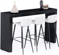 Buffet MOBILI FIVER 180x40, Frêne Noir avec 2 Pieds, Table Haute de Cuisine pour 3 Personnes, Made in Italy