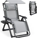 ATORPOK SHOP Bain de soleil, pliable, 5, 5 pouces, pour Le Jardin, réglable, Gris, Fauteuil Inclinable, Appui-Tête et Porte-Gobelet