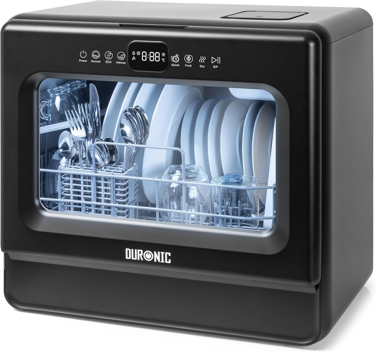 Lave-vaisselle Duronic DW10, éclairage LED, 54, 8 × 36 × 49, 6 cm, 58 dB, 1050W, 5 programmes, commande tactile