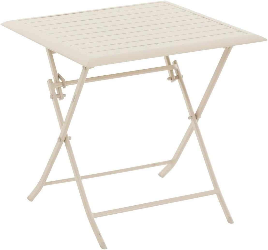 Table à manger, 2 Places, Aluminium Traité Epoxy Antirouille, Table de Jardin Pliante Carrée Azua Argile, HESPERIDE