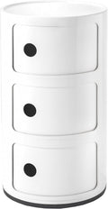 Kartell Récipient, 32 cm, Conteneur 3 éléments, Blanc, Componibili, Base Ronde