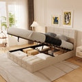 Lit, 160 × 200 cm, sans Matelas, Blishom, 160 × 200cm, Sommier à Lattes, Beige