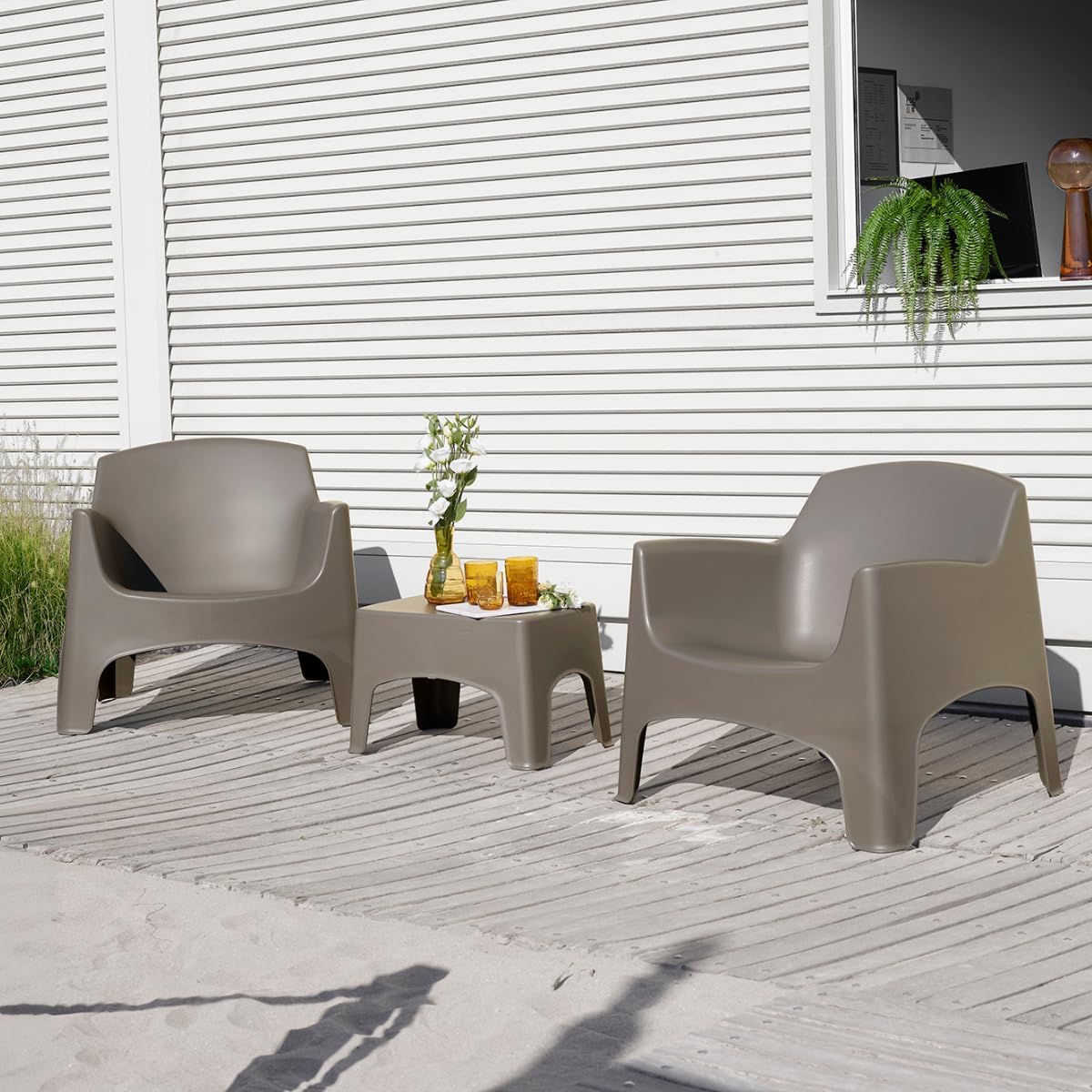 Salon de jardin, Salon pour balcon, Tomaino, terrasse et jardin, Taupe