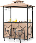 Tonnelle, Auvent de Réception pour Jardin avec Plateau en Verre Trempé, 194 × 121 × 242 cm, COSTWAY, 2 niveaux, Étagères de Rangement