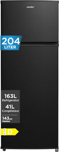 Comfee Mini réfrigérateur, 204 L, éclairage LED, 550 × 550 × 1430 mm, 204 L Frigo Congelateur, 2 Portes, Refrigerateur Congelateur 2 Portes