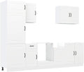 Rangement sur pied, Ensemble d'armoires Cuisine 7pcs Kalmar Blanc Bois d'ingénierie, réglable, vidaXL