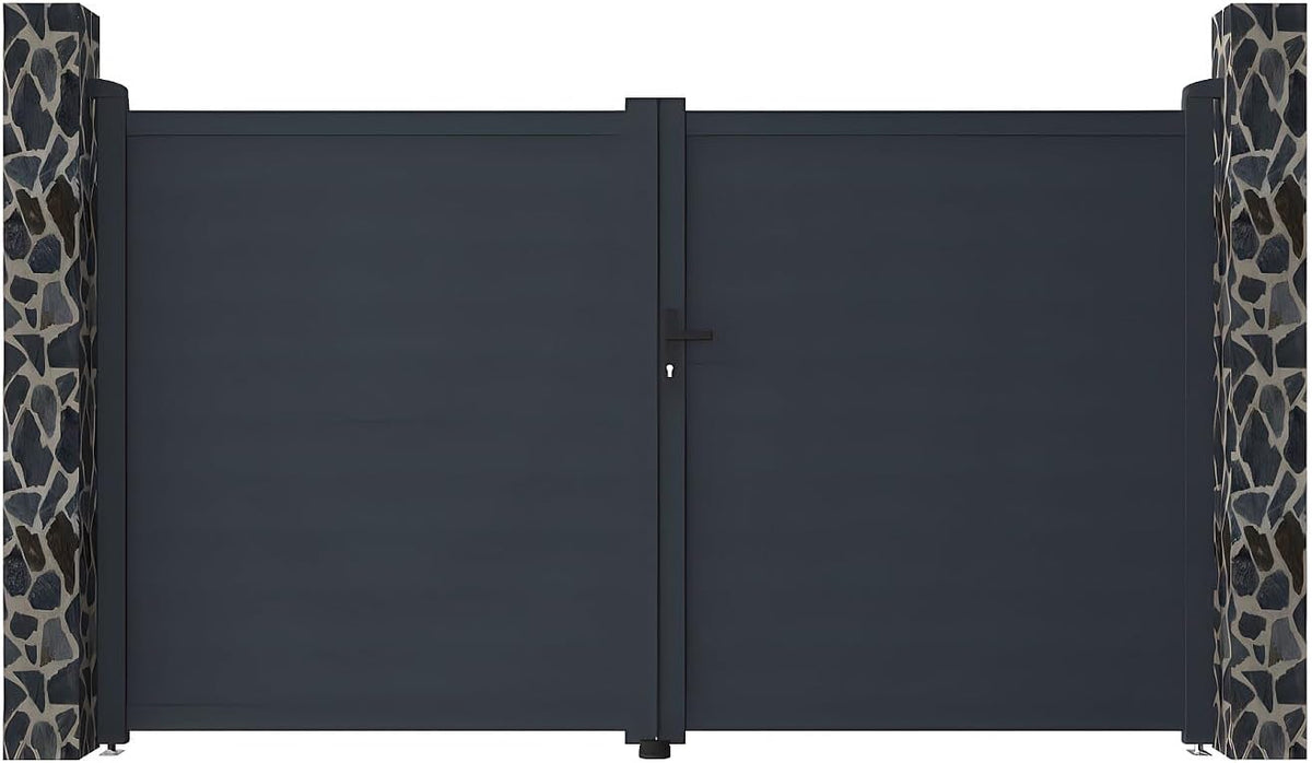 Vente-unique Quincaillerie de portail, 300 cm, Portail battant Plein Anthracite en Aluminium Nazario, 4, 6 cm, 173 cm, 158 cm, 100 cm