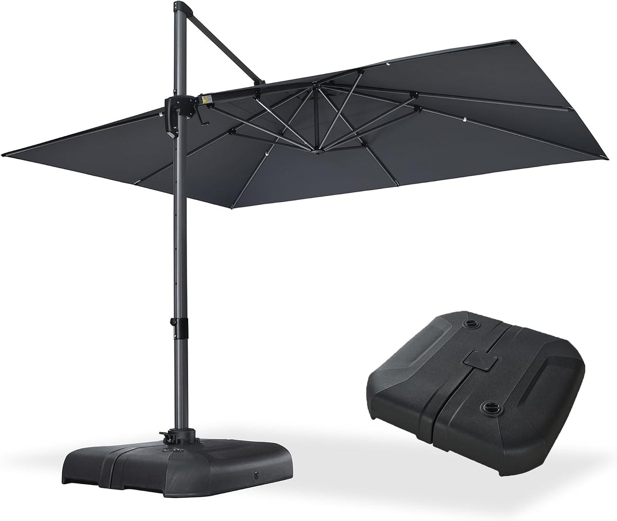Parasol, éclairage LED, 5 niveaux, 3 × 4 m, PURPLE LEAF