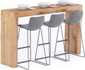 Table basse, Table Haute de Cuisine pour 3 Personnes, 180 × 40 cm, Bois Rustique avec 2 Pieds, MOBILI FIVER, Made in Italy