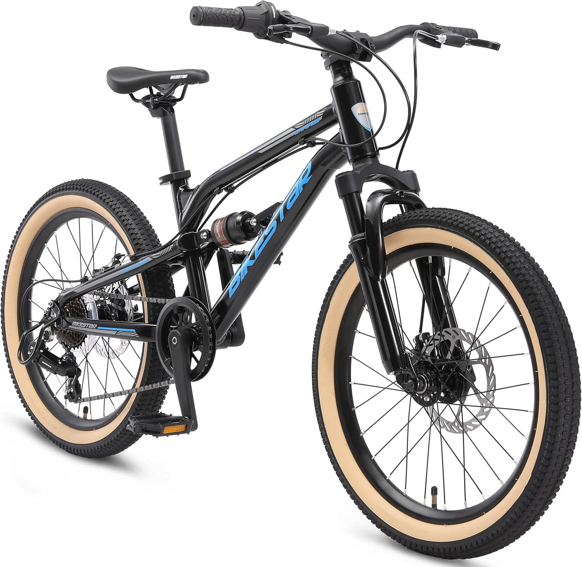 BIKESTAR VTT, 20 pouces, 30 cm, 12 pouces, 125 cm, 76 cm, 55 mm, 7 vitesses, 123cm, 151cm, 50kg