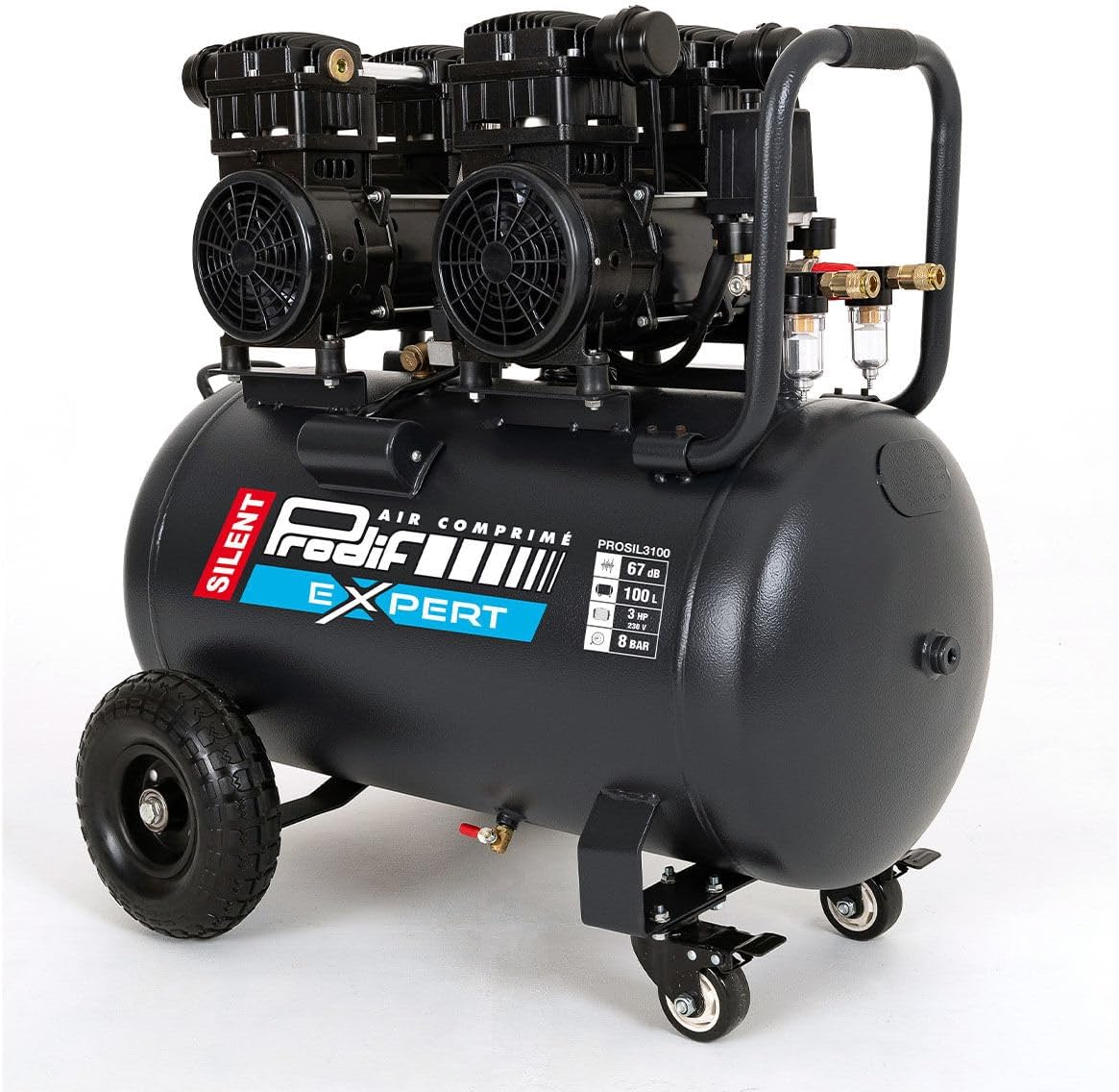 PRODIF Compresseur d'air, 370 l, 260 l, PROSIL3100, 3 kW, 230V, 50Hz, 3 CV, 8 bar