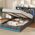 Lit, télécommande, 30 cm, AOGLLATI, 2 étagères, éclairage LED, réglable, Lin Gris Foncé-sans Matelas, minuterie