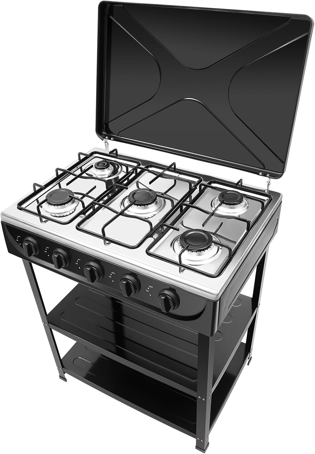 Plaque de cuisson HauTour, avec brûleurs Wok, 2500 W, acier inoxydable, 2, 5 KW, 5 ampoules, encastrable, gaz naturel, GPL, butane