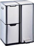 KITCHEN MOVE Système de tri des déchets, Poubelle de cuisine à pédale tri sélectif recyclage 60L, HAJA en acier Inox avec seau, 30L