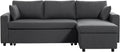 Canapé, 3 Places, Convertible en Tissu avec Coffre de Rangement, LOUNGITUDE, Gris foncé