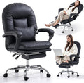 Chaise, 3 pouces, Cuir PU, Mi-Dossier pour la Maison, EMIAH, Noir