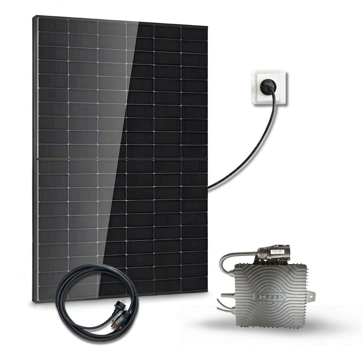 Panneaux solaire monocristallins, 1 Panneau Photovoltaïque Bifacial Bi-verre, Micro-onduleur Sossen 500W Wi-Fi, 230 V, DMEGC, prêt à l'emploi