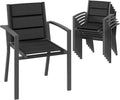 Chaise de jardin, Chaises De Jardin Set De 6, Chaise De Salle À Manger Empilable en Aluminium, Devoko, Gris Foncé, Fauteuil Jardin