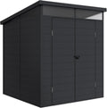 wasabi Abri de jardin, Structure renforcée en aluminium et PVC, 190 × 192 × 215 cm, Lucarne 360°, 3, 65 m2, Gris anthracite, Protection UV
