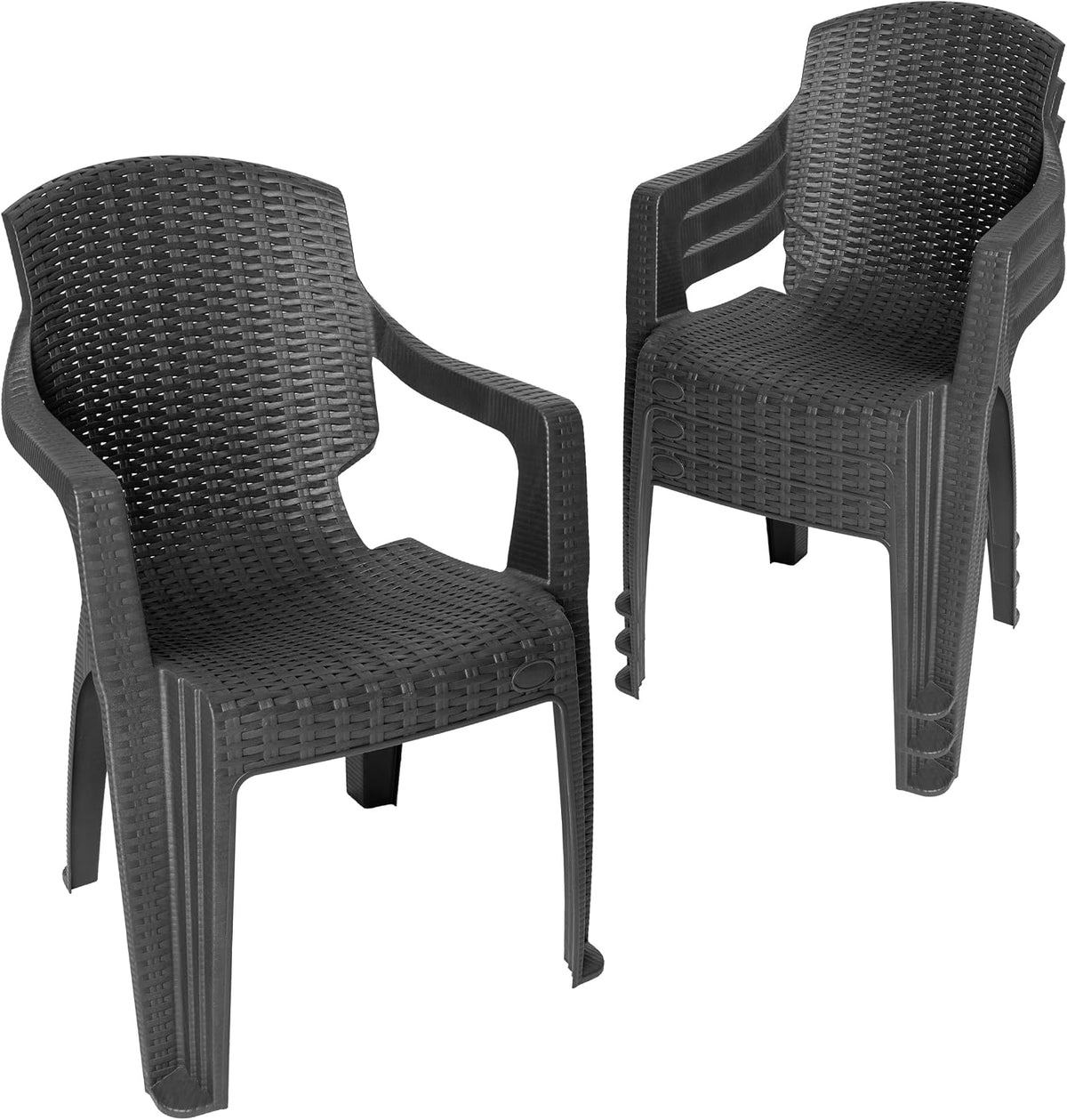 Fauteuil, Lot de 4 Chaises de Jardin Extérieur Empilables Anthracite GD-0254, 60 × 56, 5 × 83 cm, Garronda