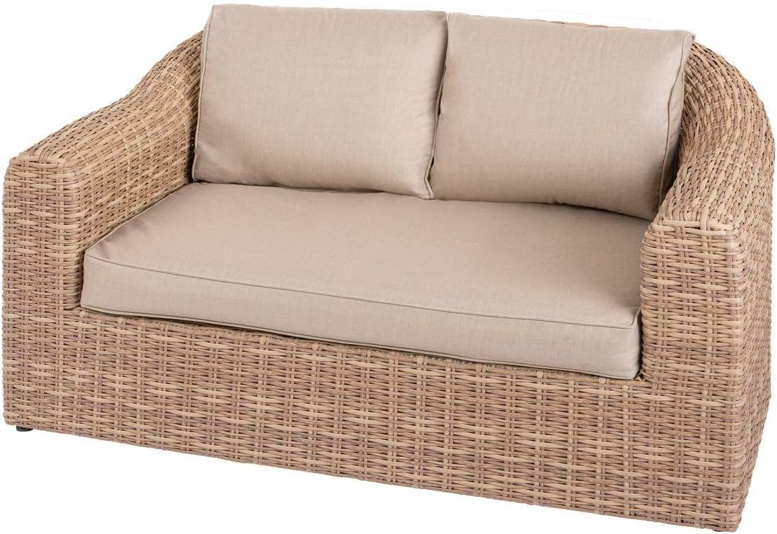 Canapé, 73 cm, réglable, Résine Tressée, HESPERIDE, 2 Places, Anti-Rouille, Coussins Déhoussables, Tissu Déperlant, Pieds Ajustables