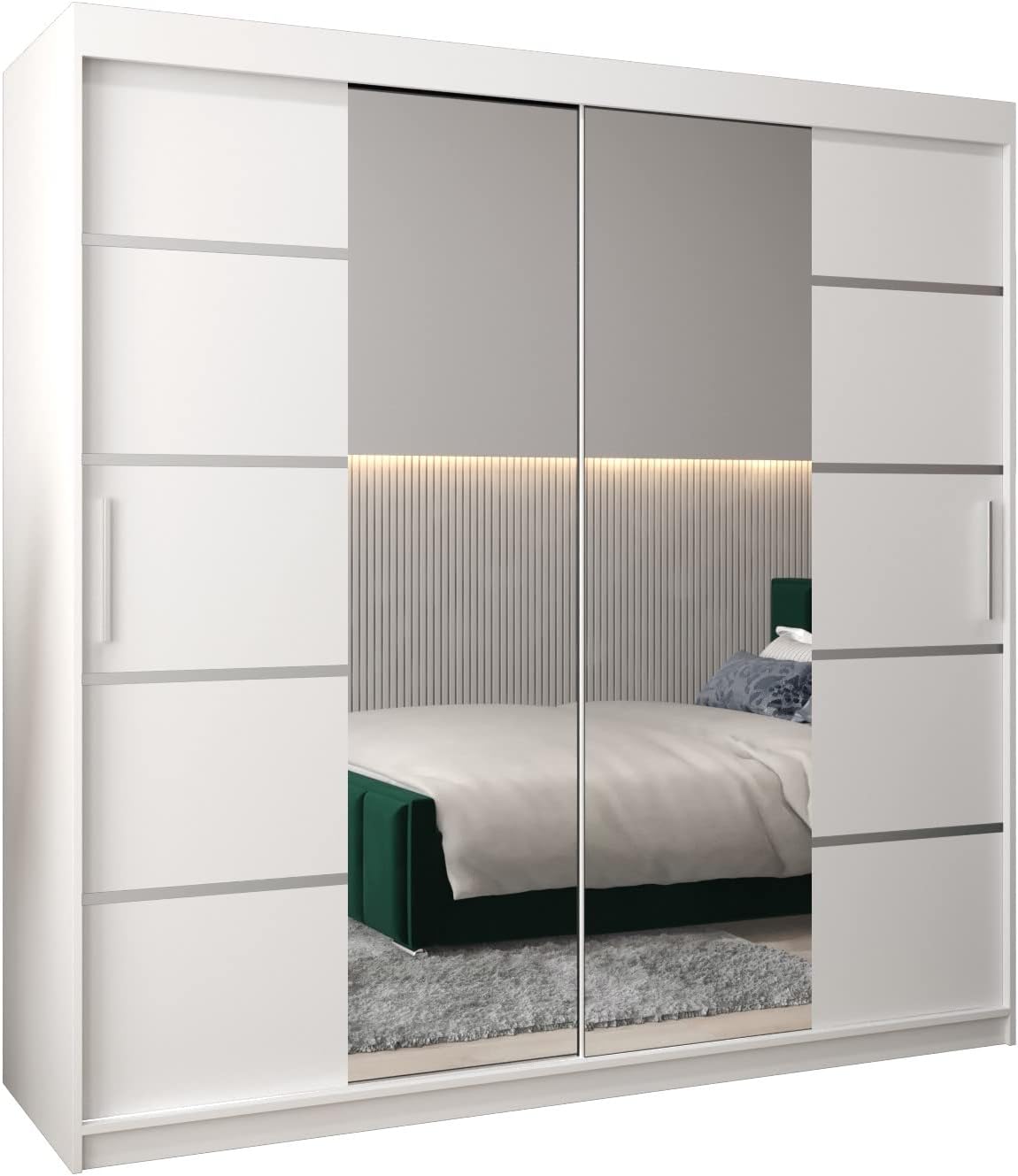 Armoire, 16 mm, Dressing Chambre Adulte, ABIKSMEBLE, 0, 5 mm, L/H/P, 2 Portes, 5 étagères, 200/200/62, Penderie Vetement Dressing, Garde Robe