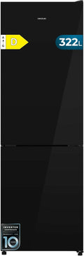 Réfrigérateur Cecotec 322i, éclairage LED, verre, 322L, 185, 5cm, 59, 5cm, 59, 5cm de Largeur, Éclairage LED Intérieur, HumidityFlex HUB