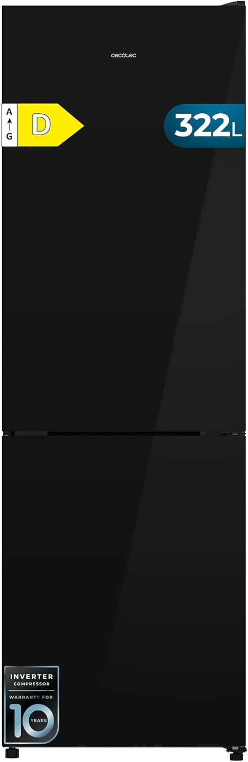 Réfrigérateur Cecotec 322i, éclairage LED, verre, 322L, 185, 5cm, 59, 5cm, 59, 5cm de Largeur, Éclairage LED Intérieur, HumidityFlex HUB