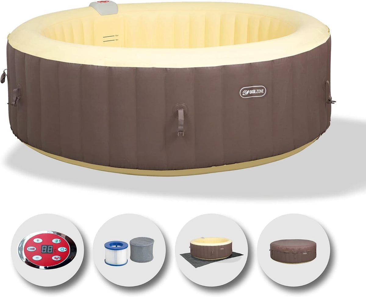Bain à remous, 160 × 65 cm, EASE.ZONE, 0, 6 mm, 910 L, 240 V, 1200 W, 600 W, 3 mm, 1000 L, 12 V, 30 W, 1880 L, 40 °C, 1 °C, Marron