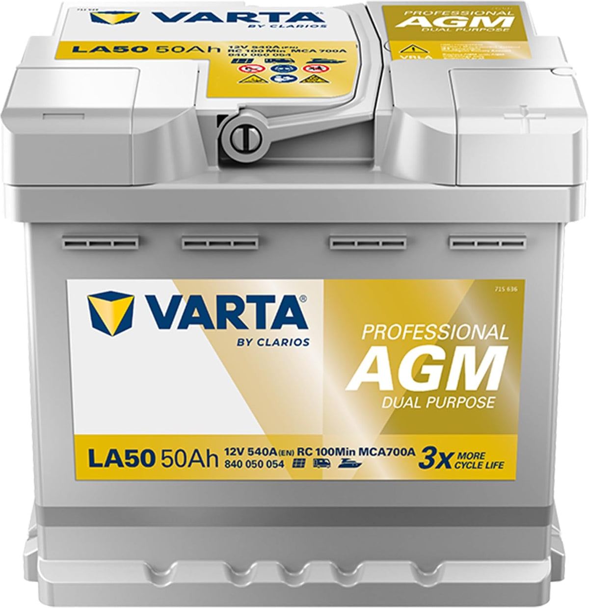 Varta Batterie de voiture, Pour camping-cars, Batterie Professional AGM Dual Purpose LA80-12V 80Ah 800A, LA80-12V 800A, 840080080