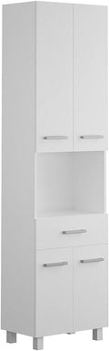 Meuble colonnes Vente-unique, 180 cm, 50 cm, 30 cm, 171 cm, 37 cm, 11 cm, 4 portes, 1 tiroir, 1 étagère, 3 tiroirs, Blanc, MINELA