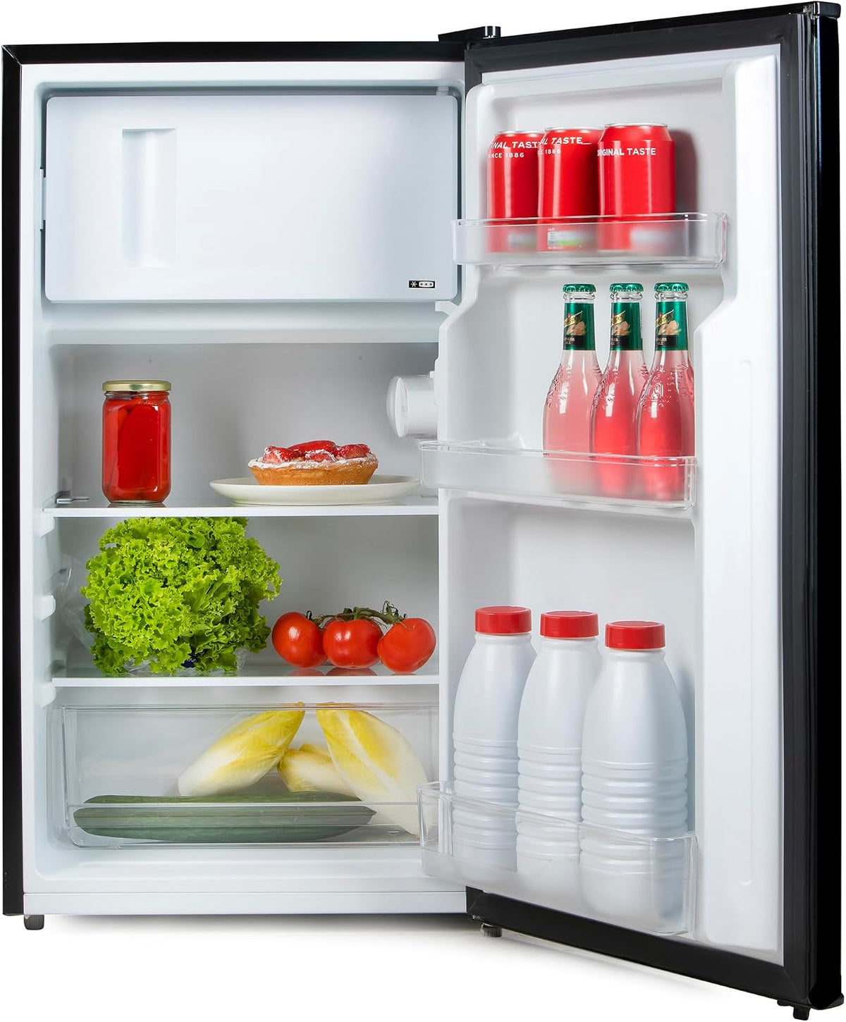PRIMO PR177FR Congélateur, 44, 5 × 47, 5 × 84, 5 cm, verre, 39 dB, 80L, 1 tiroir, Noir, porte réversible, Autonome