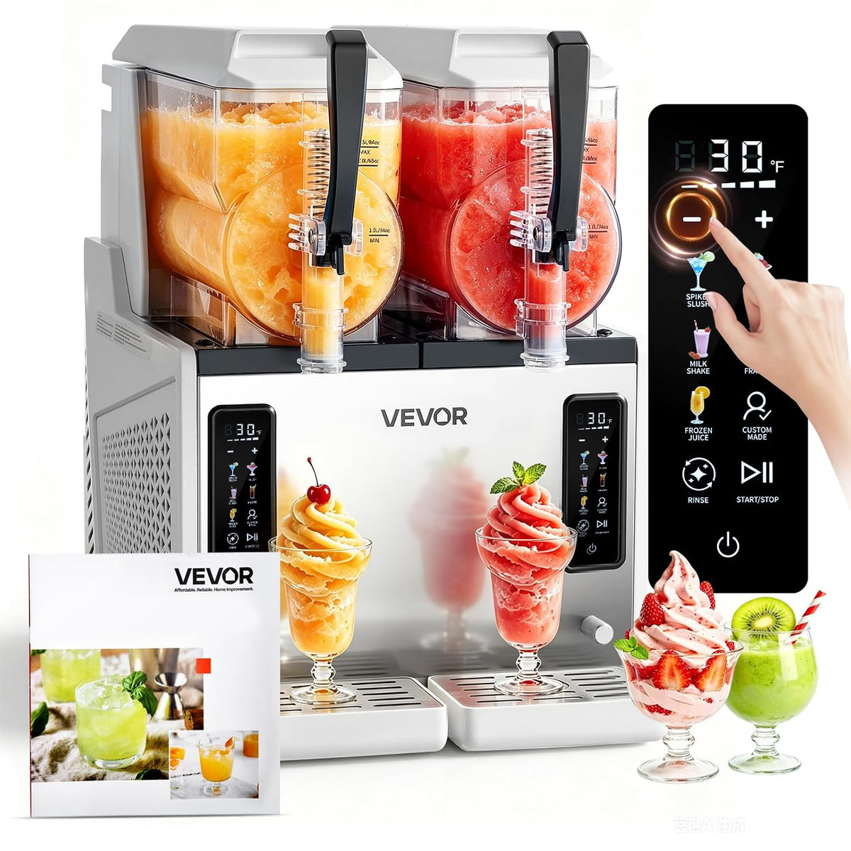 VEVOR Distributeur de boissons, 3 L, pour Granitas Margarita Milk-shake Restaurant Café Bar Maison, 2, 5 L, 5 Programmes
