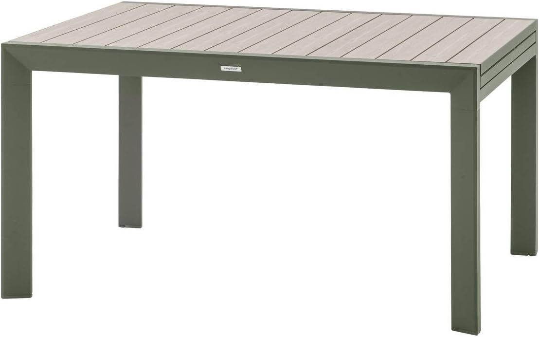 Table à manger, Table de Jardin Extensible Evasion Beige, 10 Places, Aluminium Antirouille Aluminium Effet Bois, HESPERIDE