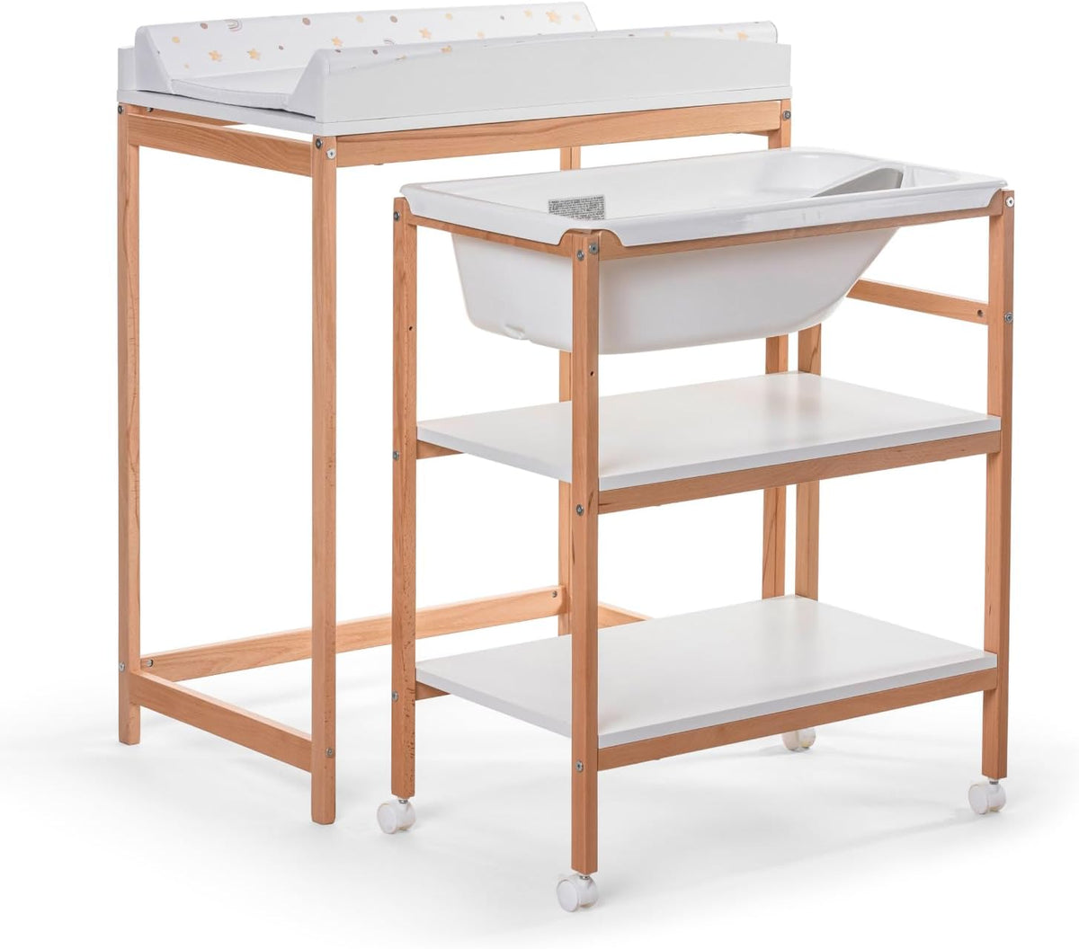 Table à langer, 11 kg, complète avec matelas à langer doux pour nouveau-nés, OKBABY, 80 × 50 cm, 0-12 mois, - Blanc, Woody