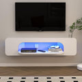 Meuble TV Pmnianhua, éclairage LED, 22 modes, 121cm, 8cm, Blanc, Etagere TV Murale