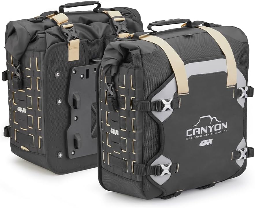 Sacoche cavalières, GRT709B, Paire de sacs latéraux moto étanches avec système de fixation Unifit, Givi, GRT709B Canyon, 35 + 35 litres