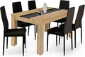 Ensemble pour salle à manger, 140 cm, IDMarket, 97 cm, Ensemble Table à Manger Georgia 140 cm et 6 chaises Romane